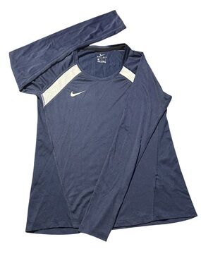 Nike Dry Fit Women’s Navy Long Sleeve Performance Top with White Accents